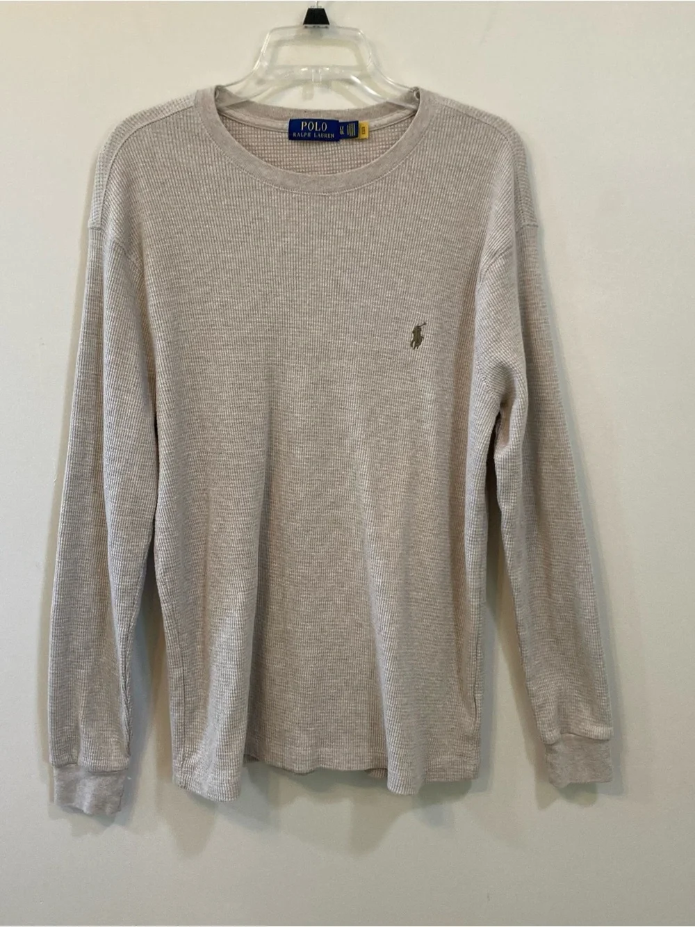 Polo Ralph Lauren Waffle Knit Thermal Mens Sz Large Tall Shirt Long Sleeve Tan